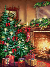 Charger l'image dans la galerie, Kit Broderie Diamant Sapin et cheminée