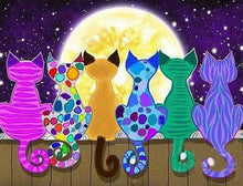 Charger l'image dans la galerie, Kit Broderie Diamant 6 chats sur un mur