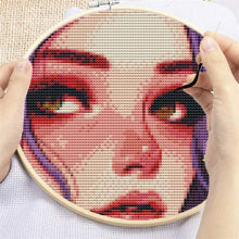 Charger l'image dans la galerie, Kit Point de Croix Fille et fleurs