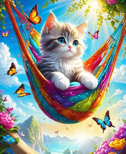 Charger l'image dans la galerie, Kit Broderie Diamant Chat sur un hamac