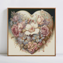 Charger l'image dans la galerie, Kit Point de Croix Coeur et fleurs
