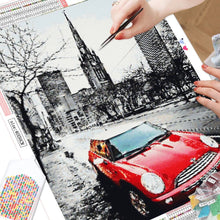 Charger l'image dans la galerie, Kit Broderie Diamant Voiture rouge et tour Eiffel