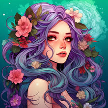 Charger l'image dans la galerie, Kit point de croix Fille et fleurs