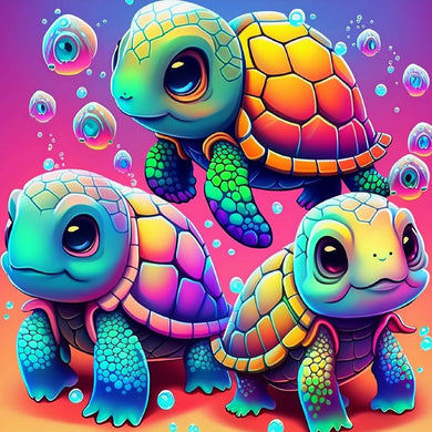 3 tortues font des bulles