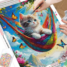 Charger l&#39;image dans la galerie, Kit Broderie Diamant Chat sur un hamac
