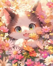 Charger l&#39;image dans la galerie, Kit Point de Croix Chat dans les fleurs
