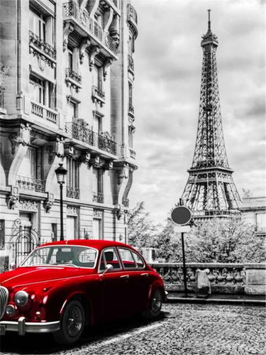 Kit Broderie Diamant Voiture rouge et tour Eiffel