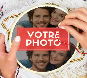 Zleiubisa Kit Broderie Point De Croix Personnalisé 50x50 Cm à Partir De Votre Photo - Toile 11 Ct Pour Adultes Et Débutants