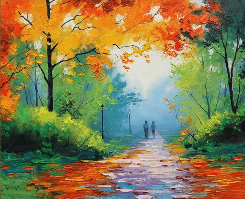 Promenade d'un couple en automne